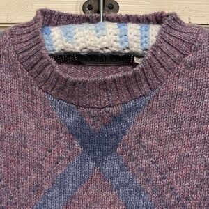 Blake & Manley Men's Plum & Blue Wool Blend Pullover Sweater Size S